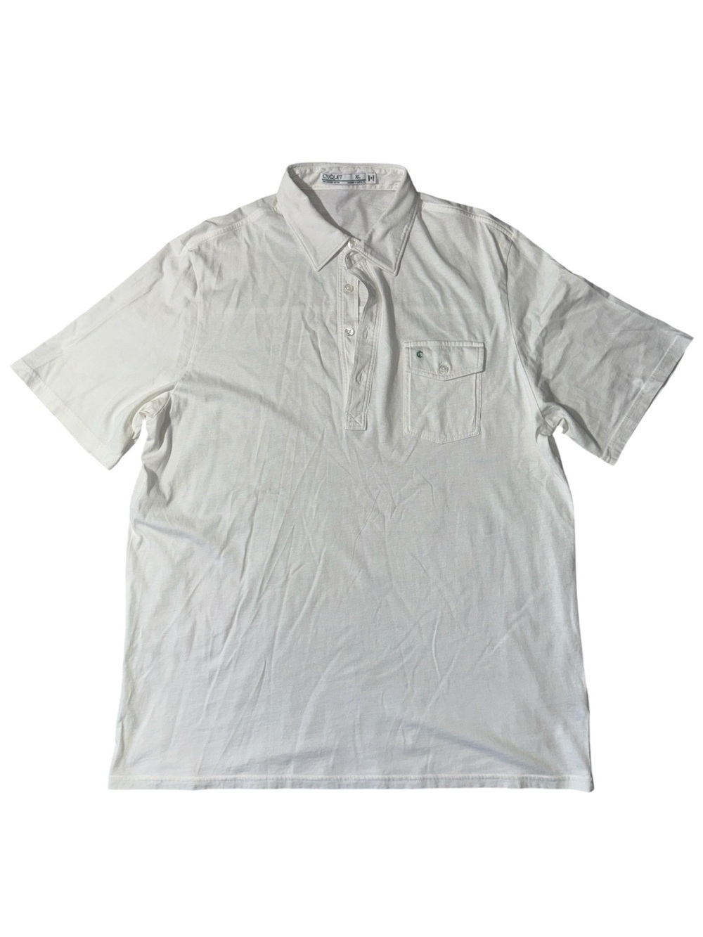 Criquet mens XL white solid 100% organic cotton polo golf shirt EUC